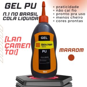 Cola liquida, gel pu skin hair brasil marrom