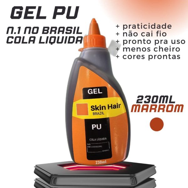 Gel Pu, cola liquida SkinHairBrazil 230ml Marrom