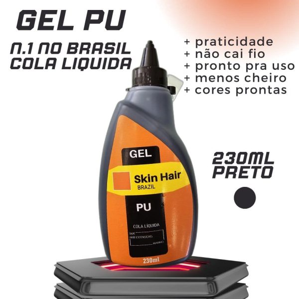 Gel pu, cola liquida preta skinhairbrazil 230ml