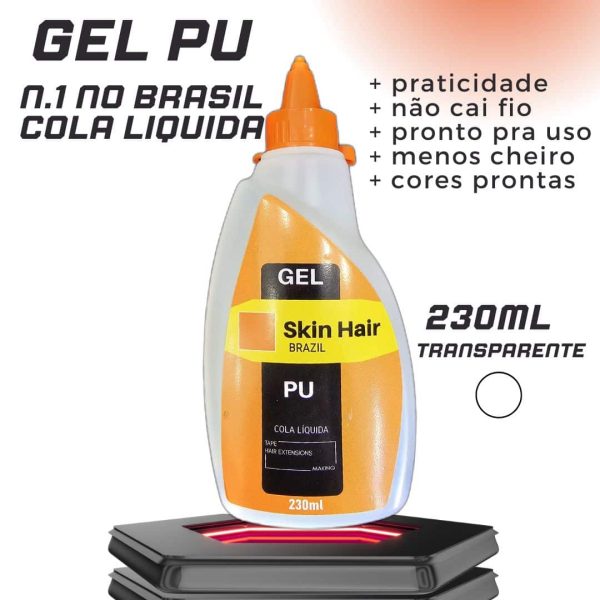 Gel Pu Transparente, cola liquida SkinhairBrazil 230ml