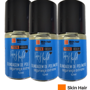 3 Frasco de Tape Hold SkinHairBrazil com pincel aplicador – blindagem para fita adesiva de Mega Hair 15ml