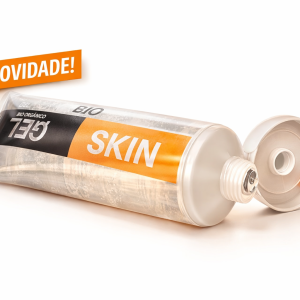 Gel bio orgânico Skin Hair Brazil com tampa aberta, detalhe do aplicador profissional